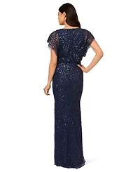 Adrianna Papell Petite Beaded Mermaid Long Dress