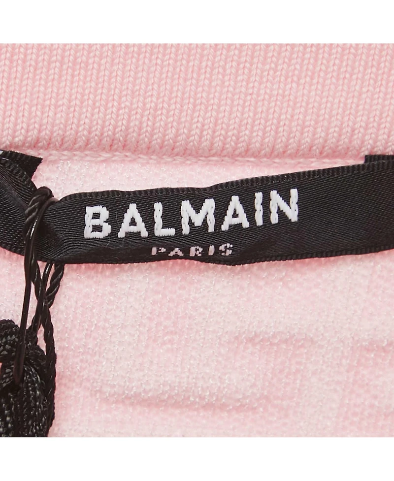 Pre-Owned Balmain Women's Pink Monogram Jacquard Knit Mini Skirt
