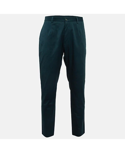 Pre-Owned Dolce & Gabbana Men's Green Cotton Formal Trousers