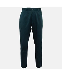 Pre-Owned Dolce & Gabbana Men's Green Cotton Formal Trousers