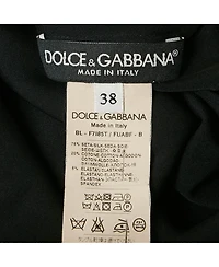 Pre-Owned Dolce & Gabbana Women's Black Lace Trim Stretch Silk Long Sleeve Top