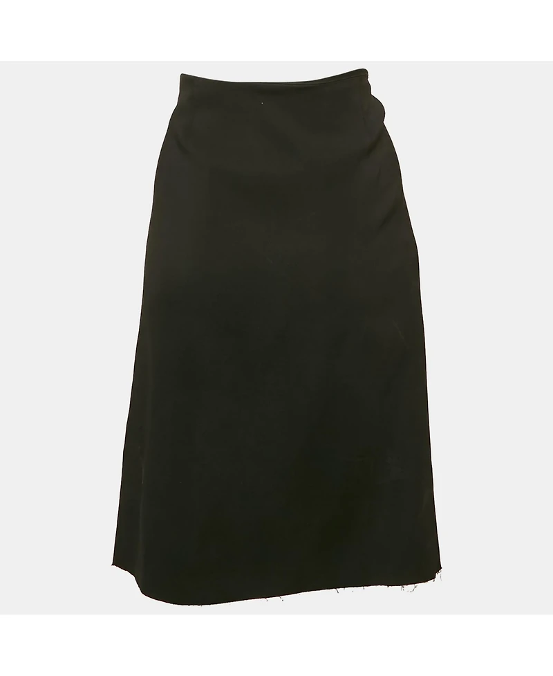 Pre-Owned Versace Women's Black Sateen Drape Detail Pencil Skirt