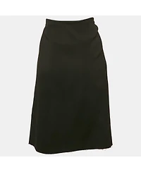 Pre-Owned Versace Women's Black Sateen Drape Detail Pencil Skirt