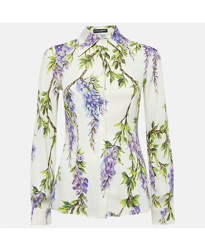 Pre-Owned Dolce & Gabbana Women's Floral Print Silk Long Sleeve Shirt