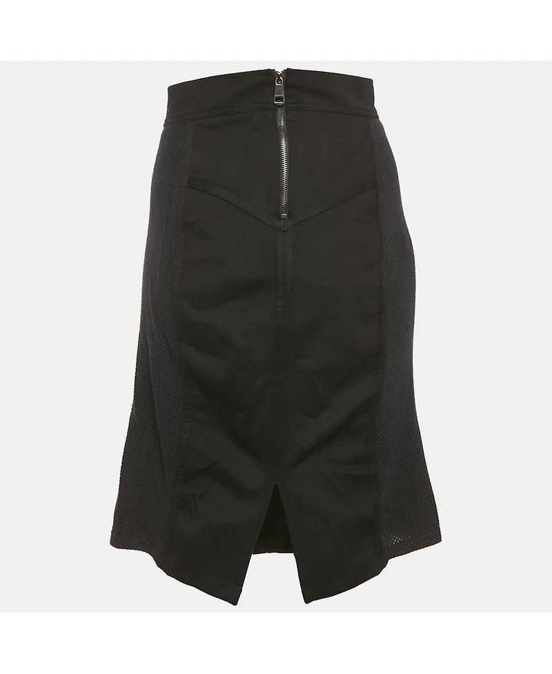 Pre-Owned Burberry Women's Black Mesh Trim Jersey Pencil Skirt