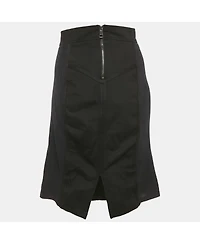 Pre-Owned Burberry Women's Black Mesh Trim Jersey Pencil Skirt