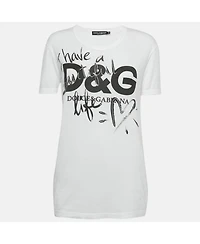 Pre-Owned Dolce & Gabbana Women's I Have A Beautiful Life Print Cotton T-Shirt