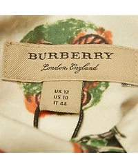 Pre-Owned Burberry Women's Beige Mask Print Cotton Ruffle Detail Shirt