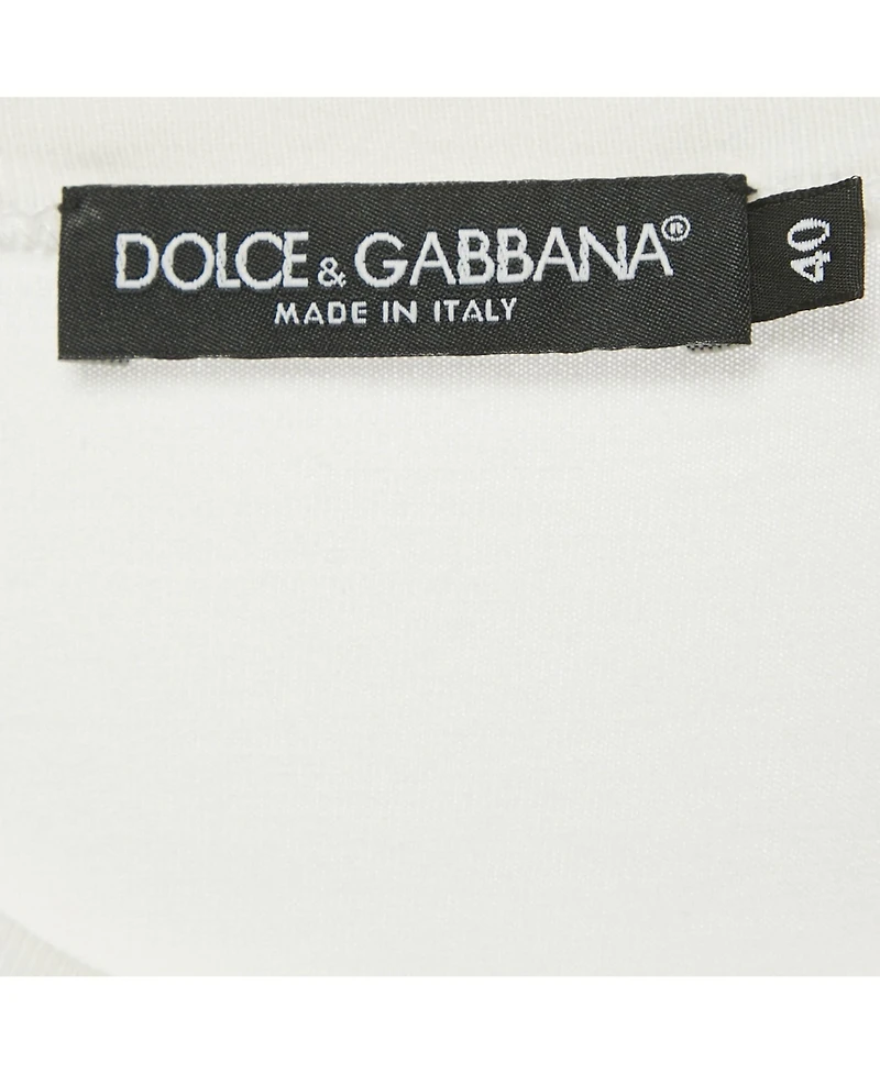 Pre-Owned Dolce & Gabbana Women's White Printed Cotton T-Shirt