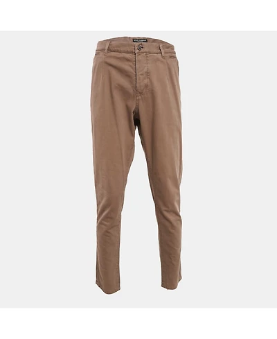 Pre-Owned Dolce & Gabbana Men's Brown Herringbone Cotton Pants