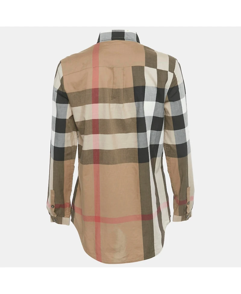 Pre-Owned Burberry Women's Beige Silk Buttoned A-Line Sleeveless Shirt Blouse