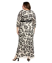 R & M Richards Plus Long Floral Embroidered Dress