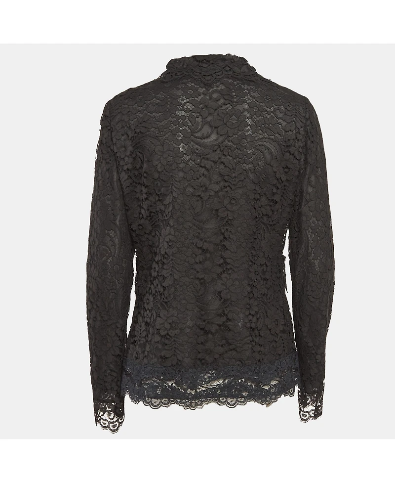 Pre-Owned Dolce & Gabbana Women's Black Floral Lace Button Front Jacket