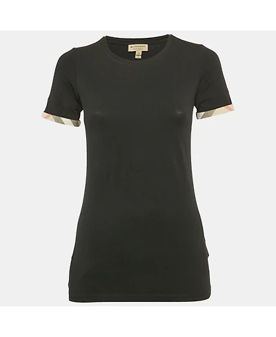 Pre-Owned Burberry Women's Stretch Cotton Cuffed Sleeve T-Shirt