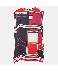 Pre-Owned Hermes Women's Multicolor Printed Silk Sleeveless Top