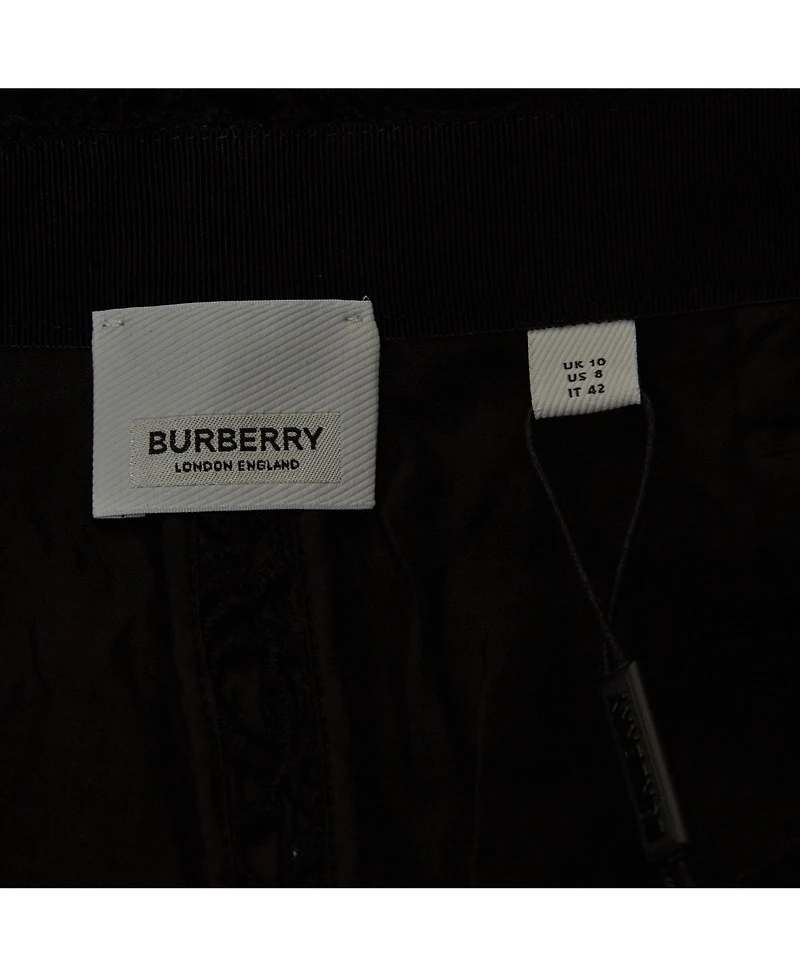 Pre-Owned Burberry Women's Black Macrame Lace Midi Pencil Skirt