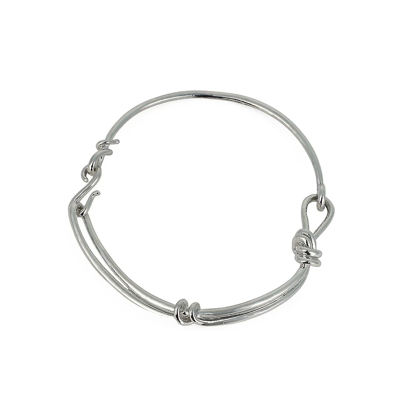 Women's The Knotted-Bar Collar Necklace - Chrome Silver