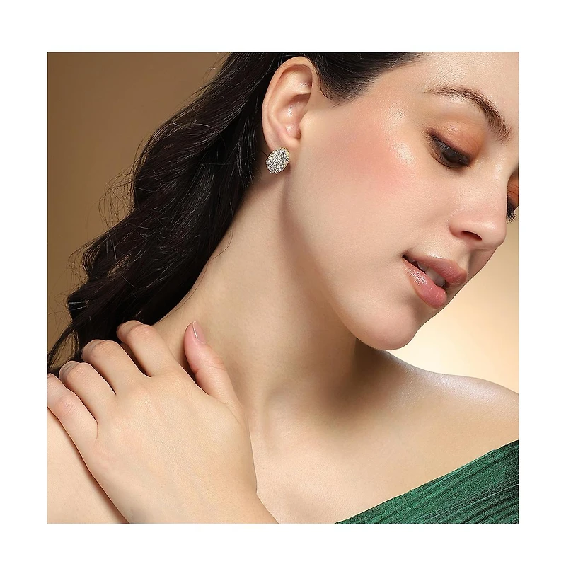 Women's The Bijou-Oval Stud Earrings - Crystal Silver