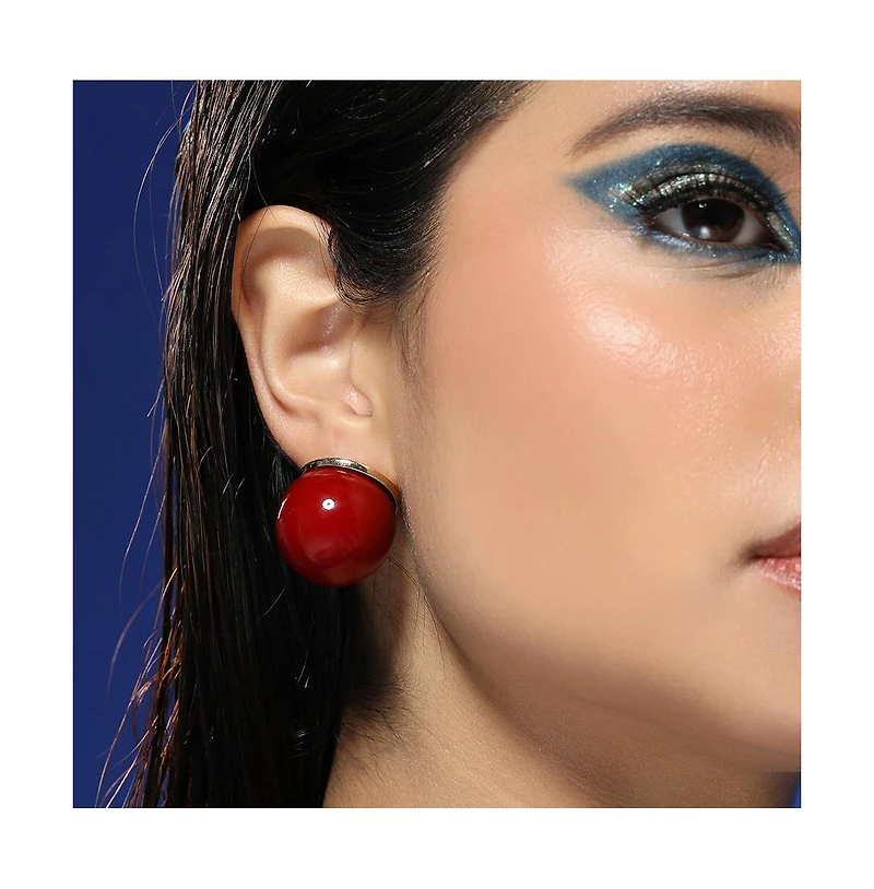 Women's The Chunky-Jacqueline Stud Earrings - Cherry Red & California Gold