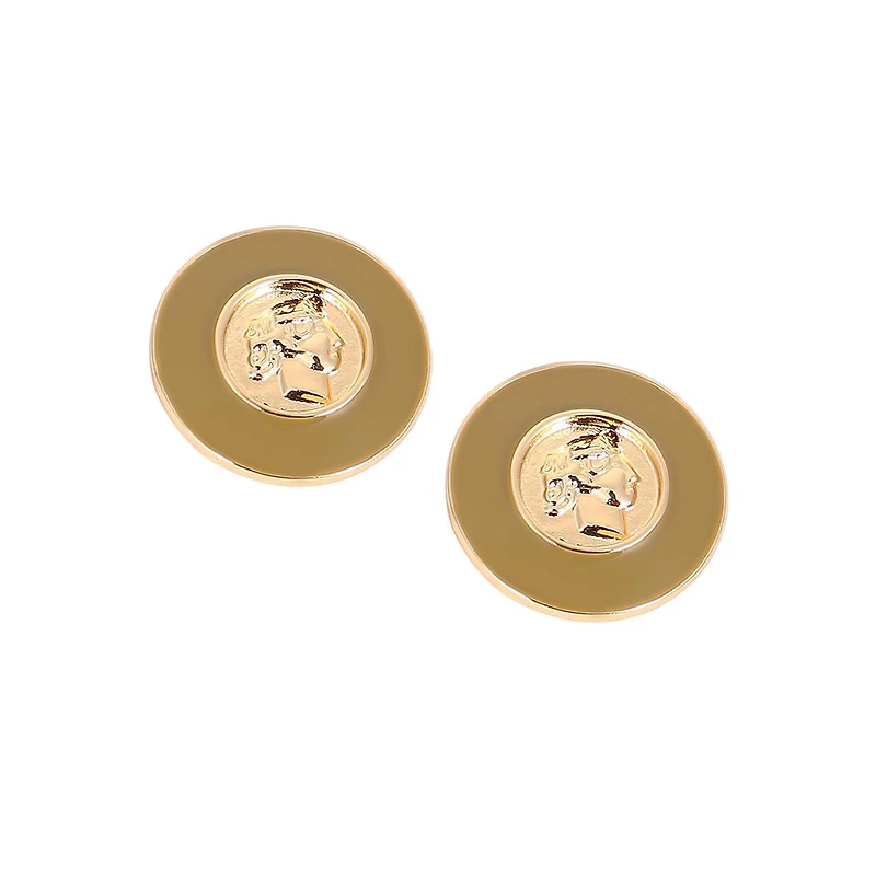 Women's The Enamel-Coin Stud Earrings - California Gold
