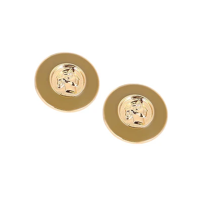 Women's The Enamel-Coin Stud Earrings - California Gold