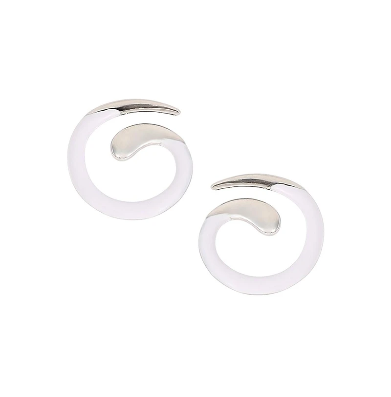 Women's The Enamel-Spirale Stud Earrings - Metallic Silver