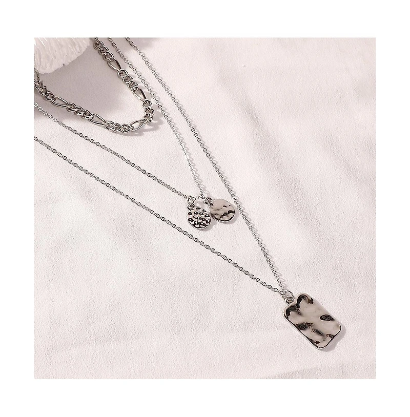 Sohi Women's The Dented Charm Multi-Layer Necklace