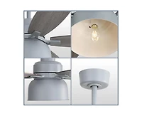 Sofucor 52-inch Grain Farmhouse Gray Wood 5-blade Ceiling Fan with Light Kit and Remote Control