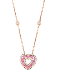 Effy Collection Diamond (3/8 ct. t.w.) & Pink Sapphire(1/2 ct. t.w.) Pendant Necklace in 14k Rose Gold