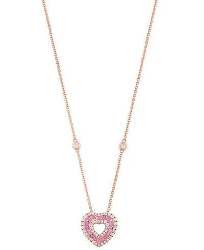 Effy Collection Diamond (3/8 ct. t.w.) & Pink Sapphire(1/2 ct. t.w.) Pendant Necklace in 14k Rose Gold