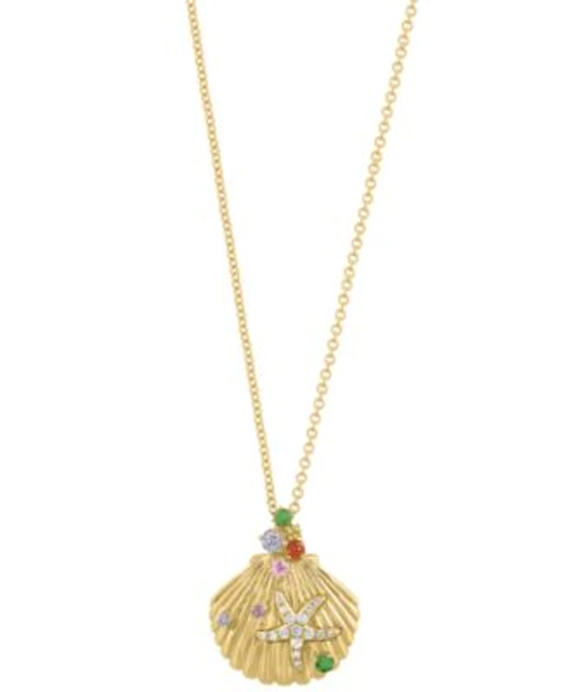 Effy Collection Diamond Multi Gemstone Pendant Necklace Stud Earrings In 14k Yellow Gold