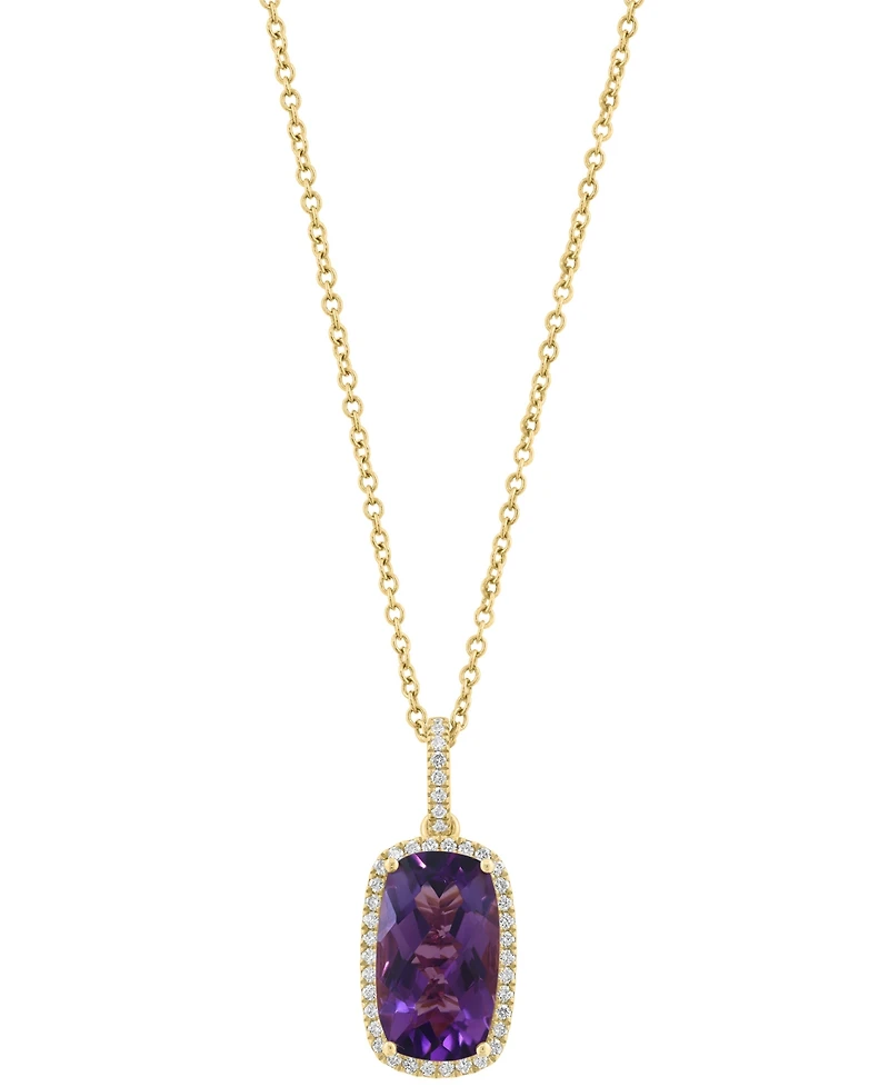 Effy Collection Diamond (1/6 ct. t.w.) & Amethyst (2-3/4 ct. t.w.) Pendant Necklace in 14k Rose Gold