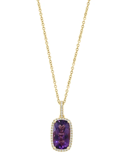 Effy Collection Diamond (1/6 ct. t.w.) & Amethyst (2-3/4 ct. t.w.) Pendant Necklace in 14k Rose Gold