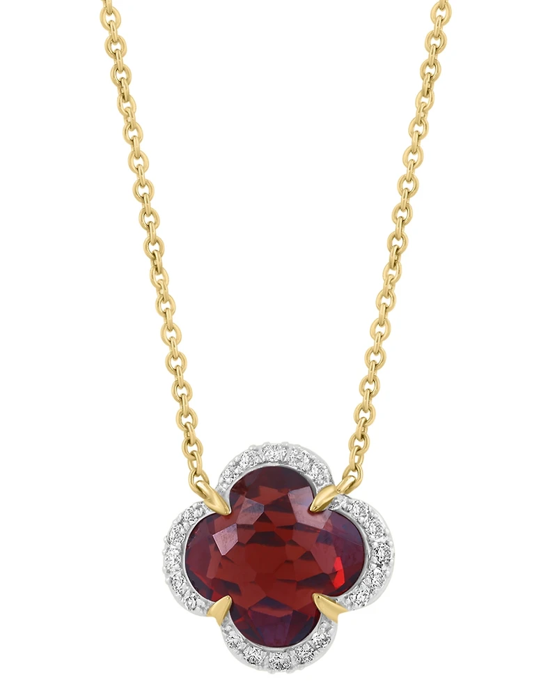 Effy Collection Diamond (1/10 ct. t.w.) & Garnet (1-7/8 ct. t.w.) Pendant Necklace in 14k Rose Gold