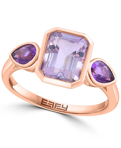 Effy Collection Pink Amethyst (2-1/10 ct. t.w.) & Amethyst (1/20 ct. t.w.) Ring in 14k Rose Gold