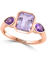 Effy Collection Pink Amethyst (2-1/10 ct. t.w.) & Amethyst (1/20 ct. t.w.) Ring in 14k Rose Gold