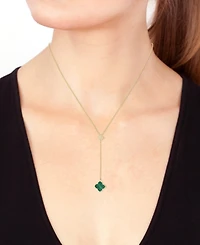 Effy Collection Diamond (1/20 ct. t.w.) & Malachite Necklace in 14k Yellow Gold