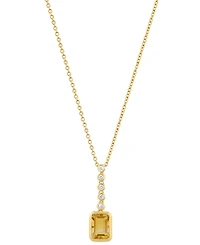 Effy Collection Diamond (1/10 ct. t.w.) & Madeira Citrine (7/8 ct. t.w.) Pendant Necklace in 14k Yellow Gold