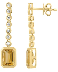 Effy Collection Diamond (1/4 ct. t.w.) & Madeira Citrine (2-1/3 ct. t.w.) Drop Earrings in 14k Yellow Gold