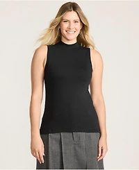 Lands' End Women's Sleeveless Polished Essentials Mock Neck Top