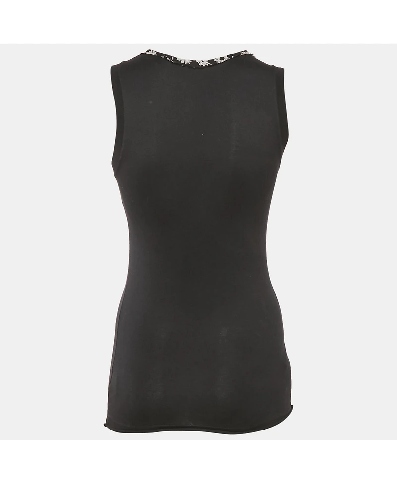 Pre-Owned Dolce & Gabbana Women's Floral Silk Trim Jersey Sleeveless Top