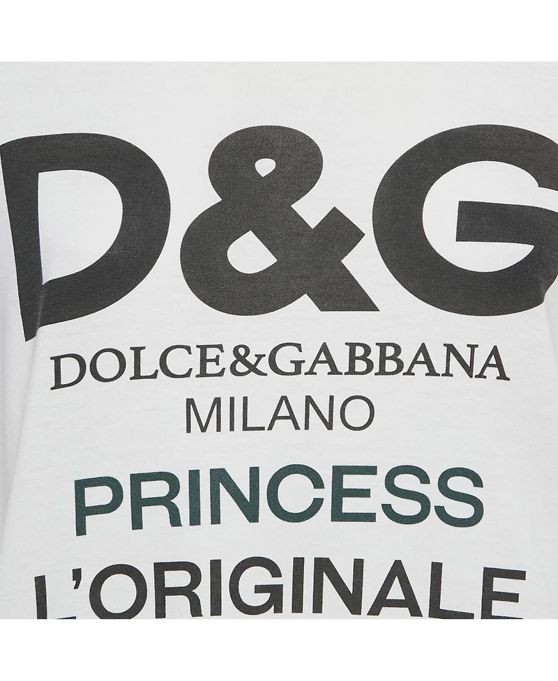 Pre-Owned Dolce & Gabbana Women's Logo Print Cotton Crew Neck T-Shirt