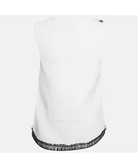 Pre-Owned Balenciaga Women's Crepe Lace Trimmed Sleeveless Blouse