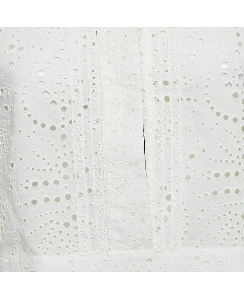 Pre-Owned Burberry Women's White Broderie Anglaise Cotton Short Dress