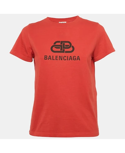 Pre-Owned Balenciaga Women's Logo Print Cotton Short Sleeve T-Shirt