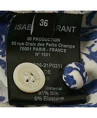Pre-Owned Isabel Marant Women's White/blue Printed Silk Button Front Cade Top