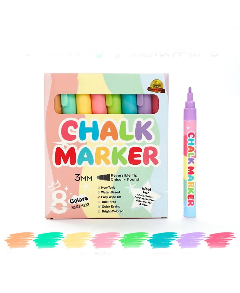 Htutwoo 0.11" Macaron Liquid Chalk, Erasable Painting Graffiti Highlighter for Blackboard Writing and Painting