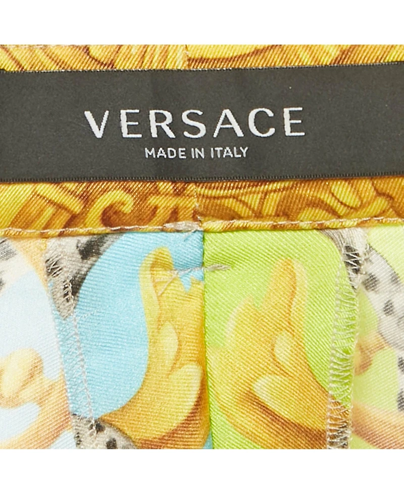 Pre-Owned Versace Women's Multicolor Barocco Acanthus Print Satin Shorts