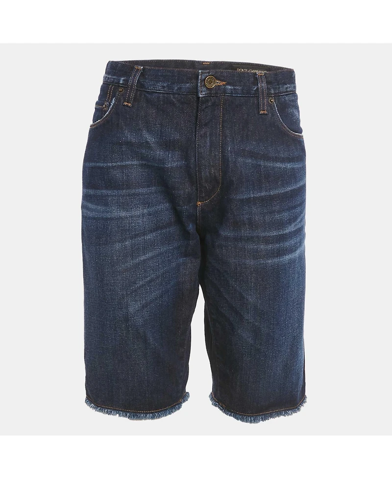 Pre-Owned Dolce & Gabbana Women's Denim Raw Edge Detail Shorts