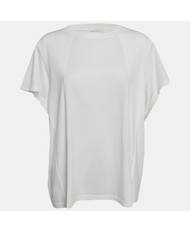 Pre-Owned Chloe Women's White Cotton Jersey Loose Fit T-Shirt